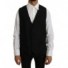 Gilet in seta di lana tinta unita nera - IT48 - M
