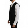 Gilet in seta di lana tinta unita nera - IT48 - M