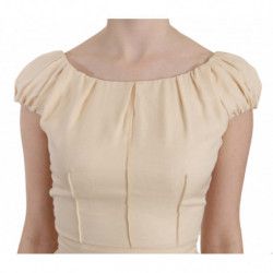Abito abito con maniche ad aletta in seta beige - IT40-S
