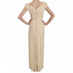 Abito abito con maniche ad aletta in seta beige - IT40-S