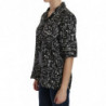 Top in seta nera con stampa di strumenti musicali - IT46-XL