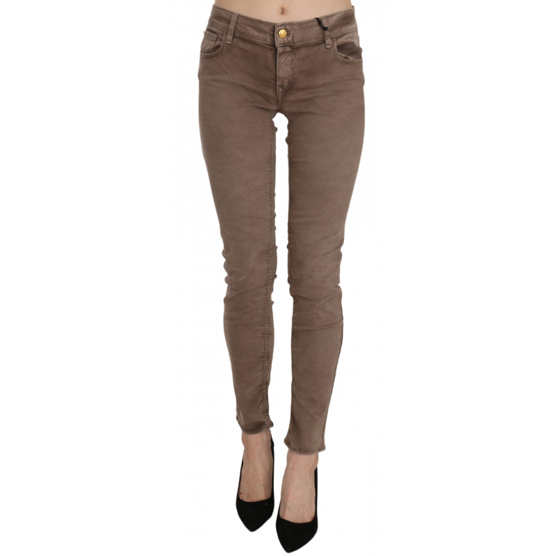 Pantaloni skinny slim fit marroni a vita bassa - W30