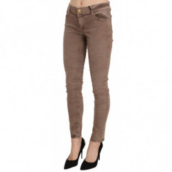 Pantaloni skinny slim fit marroni a vita bassa - W30