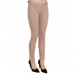 Pantaloni skinny in cotone skinny a vita bassa marroni - IT42-M