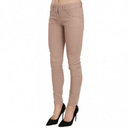 Pantaloni skinny in cotone skinny a vita bassa marroni - IT42-M