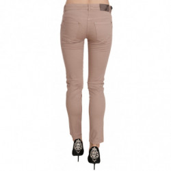 Pantaloni skinny in cotone skinny a vita bassa marroni - IT42-M