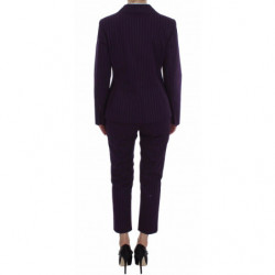 Completo pantaloni blazer cappotto elasticizzato righe viola - IT48
