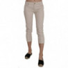 Jeans capri skinny cropped vita bassa cotone beige elasticizzato - W29