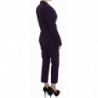 Completo pantaloni blazer cappotto elasticizzato righe viola - IT48