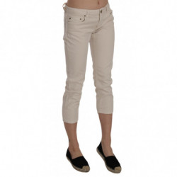 Jeans capri skinny cropped vita bassa cotone beige elasticizzato - W29