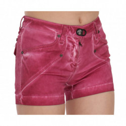 Mini shorts in denim di cotone rosa a vita media - IT36 - XS