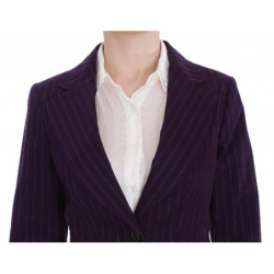 Completo pantaloni blazer cappotto elasticizzato righe viola - IT48