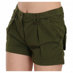 Mini shorts verdi a vita media in cotone 100%. - IT40-S