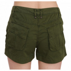 Mini shorts verdi a vita media in cotone 100%. - IT40-S