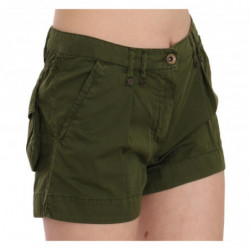 Mini shorts verdi a vita media in cotone 100%. - IT40-S