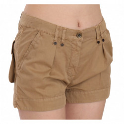 Mini shorts marroni a vita media in cotone 100%. - IT38-XS