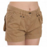 Mini shorts marroni a vita media in cotone 100%. - IT38-XS