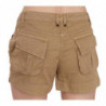 Mini shorts marroni a vita media in cotone 100%. - IT38-XS