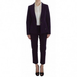 Completo pantaloni blazer cappotto elasticizzato righe viola - IT48