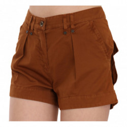 Mini shorts in denim di cotone marrone a vita media - IT38-XS