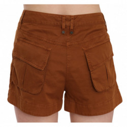 Mini shorts in denim di cotone marrone a vita media - IT38-XS