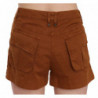 Mini shorts in denim di cotone marrone a vita media - IT38-XS