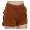 Mini shorts in denim di cotone marrone a vita media - IT38-XS