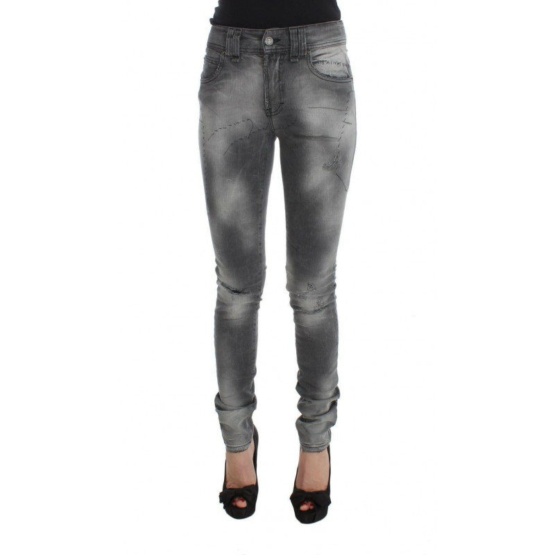Pantaloni jeans slim fit in misto cotone lavaggio grigio - W26