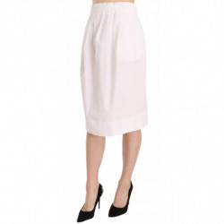 Gonna longuette elasticizzata tessuto semplice jacquard bianco - IT