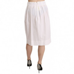 Gonna longuette elasticizzata tessuto semplice jacquard bianco - IT