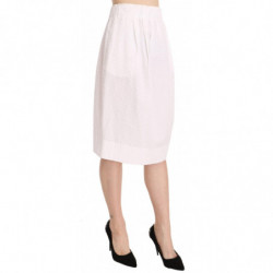 Gonna longuette elasticizzata tessuto semplice jacquard bianco - IT
