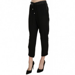 Pantaloni corti a vita alta in poliestere nero - IT44-L