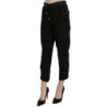 Pantaloni corti a vita alta in poliestere nero - IT44-L