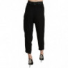Pantaloni corti a vita alta in poliestere nero - IT44-L