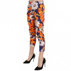 Pantaloni skinny slim fit con stampa floreale blu - IT42-M