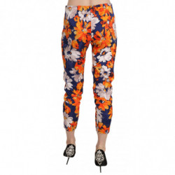 Pantaloni skinny slim fit con stampa floreale blu - IT42-M