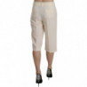 Pantaloni cropped dritti in cotone a vita media color crema - IT40-S
