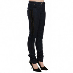 Pantaloni skinny blu vita bassa Pantaloni stringati intrecciati - W26