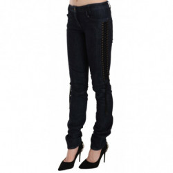 Pantaloni skinny blu vita bassa Pantaloni stringati intrecciati - W26