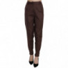 Pantaloni formali affusolati a vita alta marroni - IT38-XS