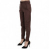 Pantaloni formali affusolati a vita alta marroni - IT38-XS