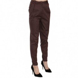 Pantaloni formali affusolati a vita alta marroni - IT38-XS