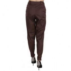 Pantaloni formali affusolati a vita alta marroni - IT40-S