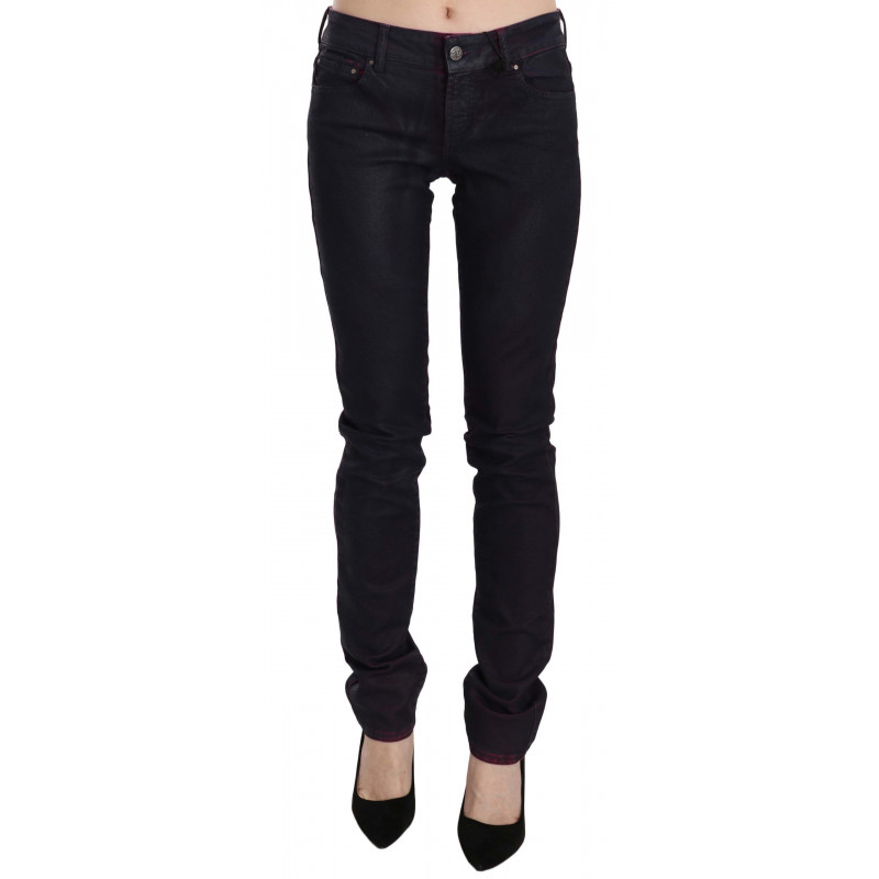 Pantaloni skinny in denim a vita bassa in cotone nero - W26