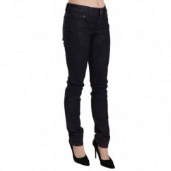 Pantaloni skinny in denim a vita bassa in cotone nero - W26