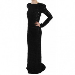 Abito abito con paillettes a tutta lunghezza in seta nera - IT40-S