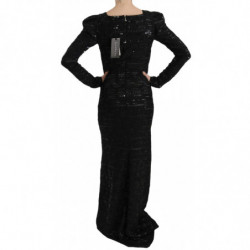 Abito abito con paillettes a tutta lunghezza in seta nera - IT40-S
