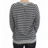 Maglione girocollo in cotone a righe grigie - IT38-XS