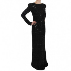 Abito abito con paillettes a tutta lunghezza in seta nera - IT40-S