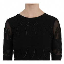 Mini abito a trapezio in seta nera con paillettes - IT42-M